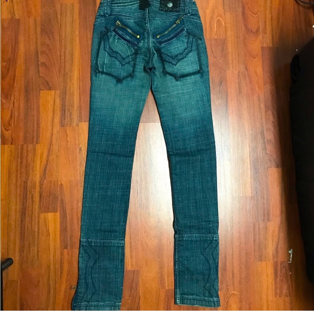 Antik blackout jeans size 26 zippers - Picture 2 of 9